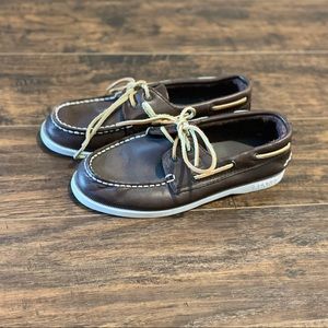 Boys Sperry Top Spiders Brown Leather - Size 1M